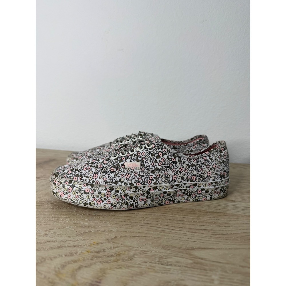 Vans Authentic Floral Ditsy Print Low Top Sneakers Pink White Women's 8.5 Mens 7